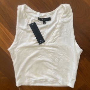 Lulus Feels like dancing white/cream crop top